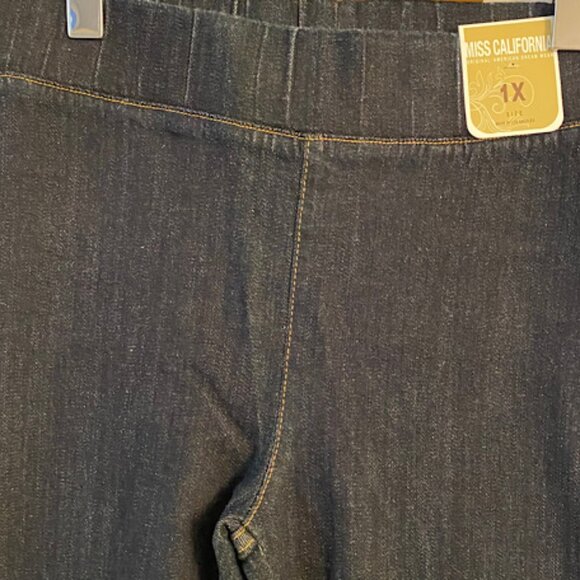 NWT Women’s Dark wash Mid Rise Elastic Waist Skinny Jeggings  Denim Pants - Picture 10 of 12